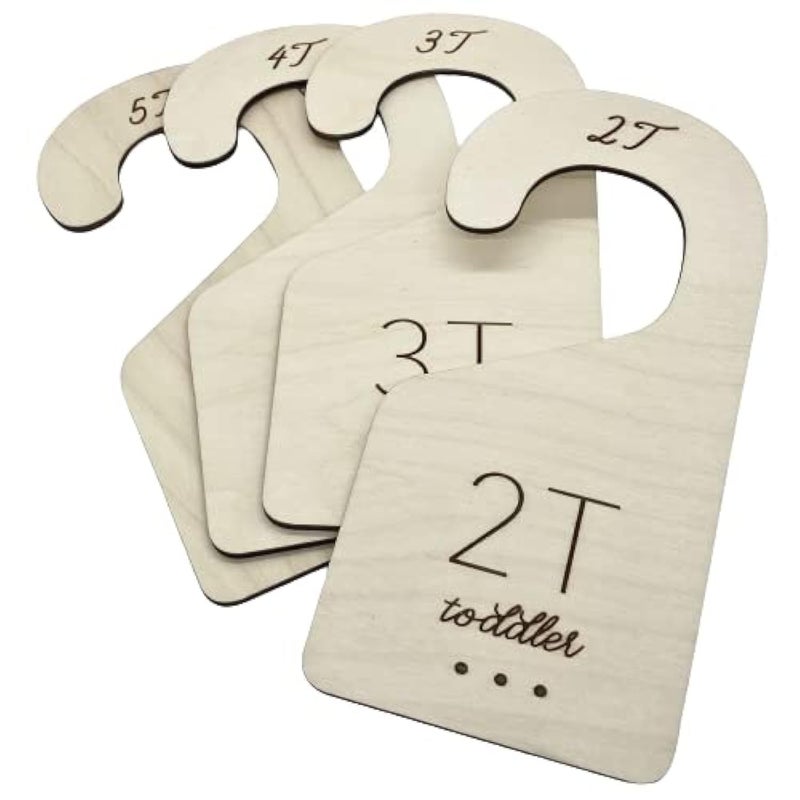 White Loft Loft Toddler Closet Dividers Durable Birch Kids Closet Organizer Timeless Etched Design for 2T-5T (Set of 4) - Image 1